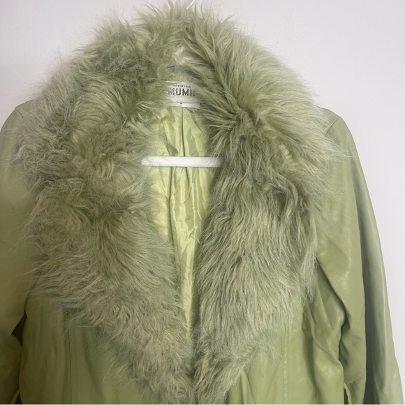 Show Me Your MuMu Green Faux Fur Trim Leather Jacket - Picture 10 of 12